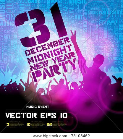 Dancing people, background for new year party event poster, vector