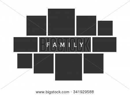 Family Photo Collage Frames Template For Interior Design. Vector Collage Layout For Photo Montage.