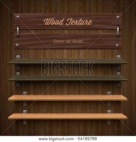 Blank wooden bookshelf