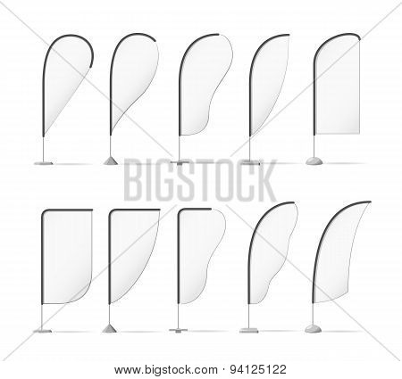 Set of vector blank advertising beach flags