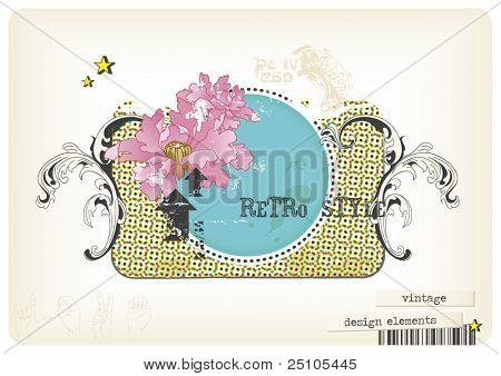 retro design-elements and textures combined to a collage-style vintage label