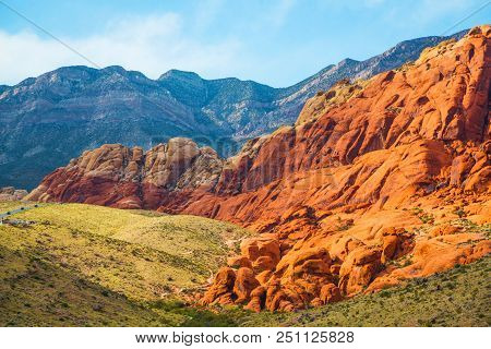 Red Rock Canyon Near Las Vegas, Nevada. Views From Red Rock Canyon, Nevada. Rocky Desert Landscape A