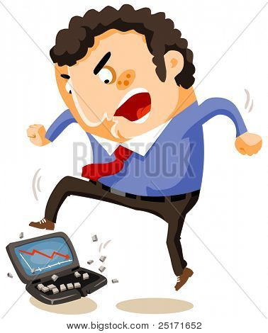 Brechen den Laptop durch enormen Stress, Vector Illustration