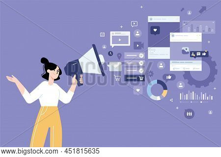 People Concept. Vector Illustration Of Social Media, Social Network, Digital Marketing, Seo, E-comme