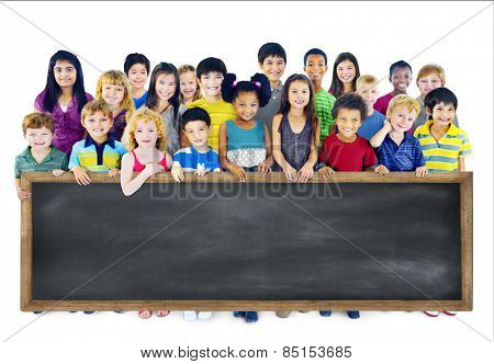 Diversity Friendship Group of Kids Education Blackboard Concept