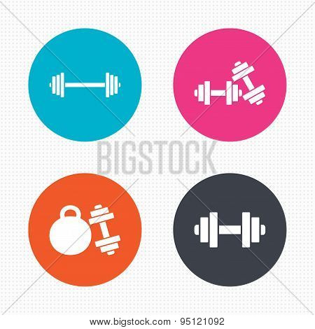 Dumbbells icons. Fitness sport symbols.