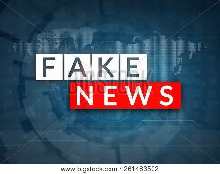 Fake News Television Broadcast Screen Illustration. Fake News And Misinformation Concept.