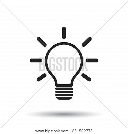 Light Bulb Icon On White Background. Idea Flat Vector Illustrati