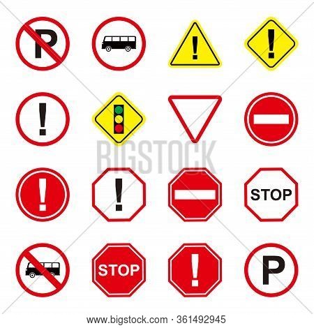 Collection Of Vector Traffic Signs And Symbols. Great For Use To Convey Traffic Related Messages. St