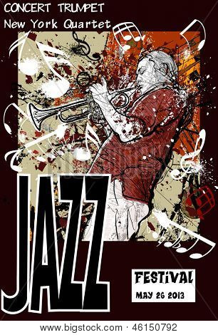 Illustrazione vettoriale di un poster di Jazz con il trombettista