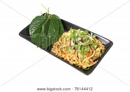 Spicy Pork Fried Rice Isolated On White Background