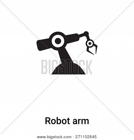 Robot Arm Icon In Trendy Design Style. Robot Arm Icon Isolated On White Background. Robot Arm Vector