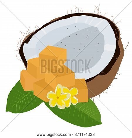 Vector Stock Illustration Of Palm Sugar. Indonesian Cubes Of Sweet Refined Tropical Sugar.  Coconut 