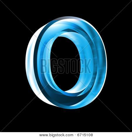 letter O in blue glass 3D