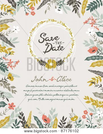 Save the date. Wedding invitation card.