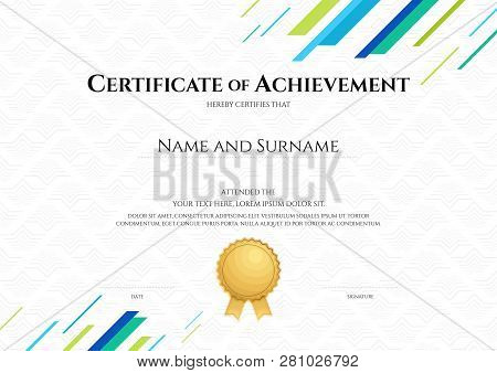 Certificate Template In Sport Theme With Watermark Background, Diploma Design