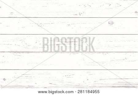 Vector Light Wood Background Table, Top View. Rustic Wooden Wall Texture. Surface With Old Natural W