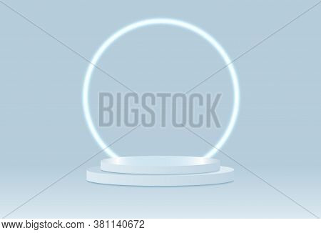 Background Vector 3d Blue Rendering With Podium And Minimal Blue Wall Scene, Minimal Abstract Backgr