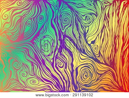 Psychedelic Colorful Art Waves Decorative Texture. Vector Hand Drawn Creative Background. Hippie Abs