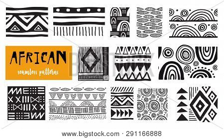 Seamless African Modern Art Patterns. Vector Collection