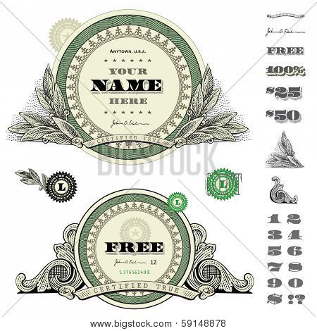 Vector round money and financial frames and ornaments. Great for any design showing money and success.  