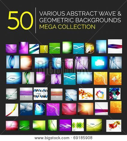 Abstract blurred waves and shiny designs set - 50 abstract backgrounds - huge mega collection