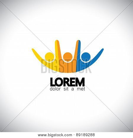 Lively Happy Excited People Friends Logo Concept Vector Icon