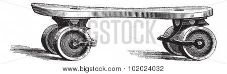 Roller Skate, vintage engraved illustration. Trousset encyclopedia (1886 - 1891).