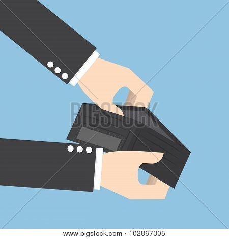 Businessman Holding An Empty Wallet