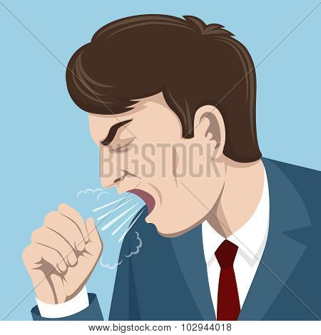 Coughing man vector illustration