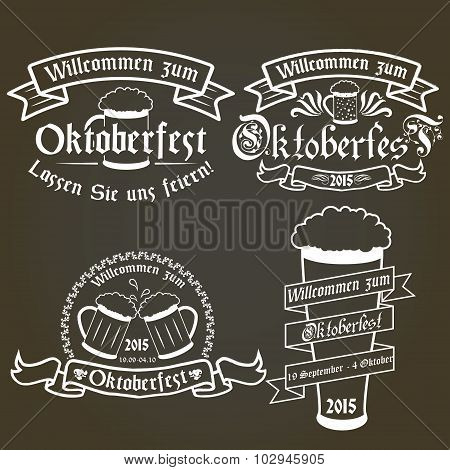 Vector set of oktoberfest labels, design elements. German language.