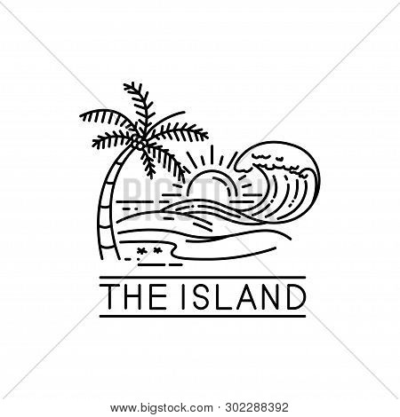 beach waves on tropical islands, line art style design. island icon isolated on white background from miscellaneous collection. island icon trendy and modern island symbol for logo, web, app, UI. island icon simple sign. island icon flat vector illustrati