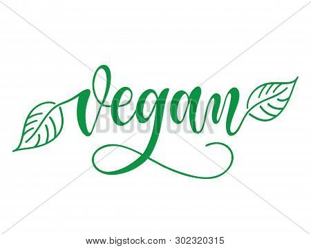 Hand Sketched Vegan Lettering Typography. Concept For Farmers Market, Organic And Vegan Food. Packag