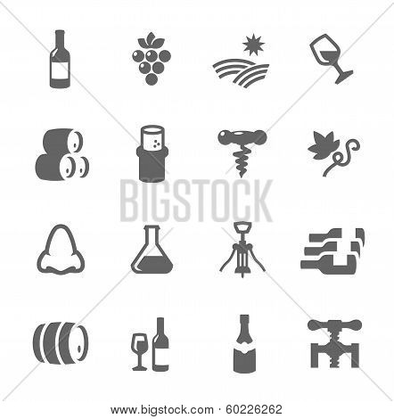 Simple Icon set related to Wine Production