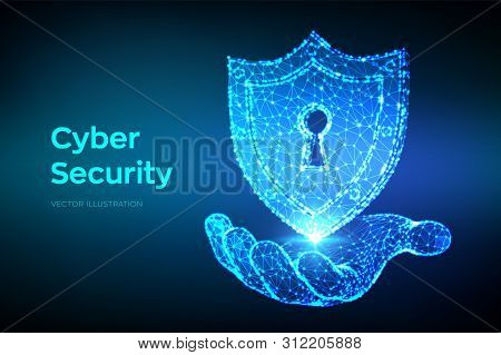 Security Shield. Cyber Security. Shield With Keyhole Icon In Hand. Protect And Security Of Safe Conc