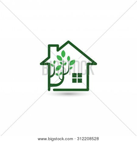 Green House Logo, Tree House Logo,house Logo, Green House Icon, Green House Icon Vector Isolated On 