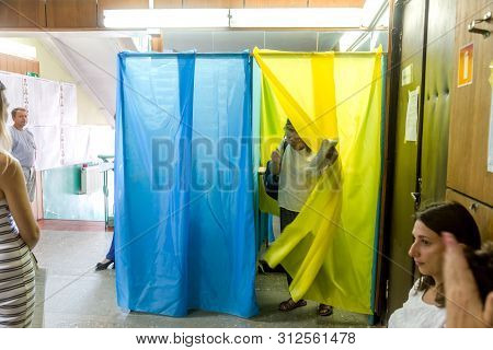 Odessa, Ukraine - July 21, 2019: Elections In Ukraine. Place For People Voting By Voters In National