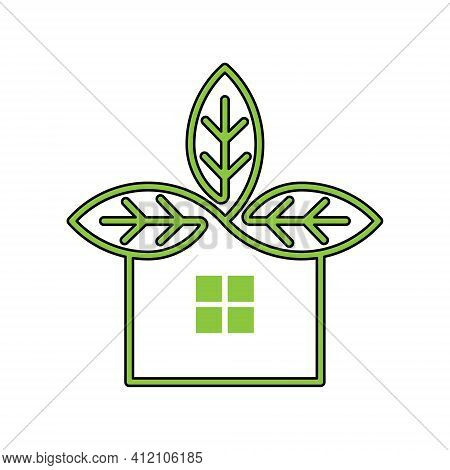 Green Eco Home Logo Icon Vector. Ecology House icon. Eco House icon. Eco House vector, Eco House icon vector, Eco House logo, Eco Home icon vector. Eco House vector icon symbol for website, logo, app. Eco House icon isolated on white background