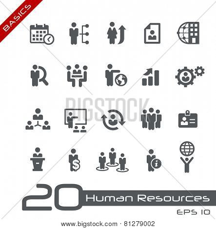 Icons Set of Human Resources and Business Management // Basics