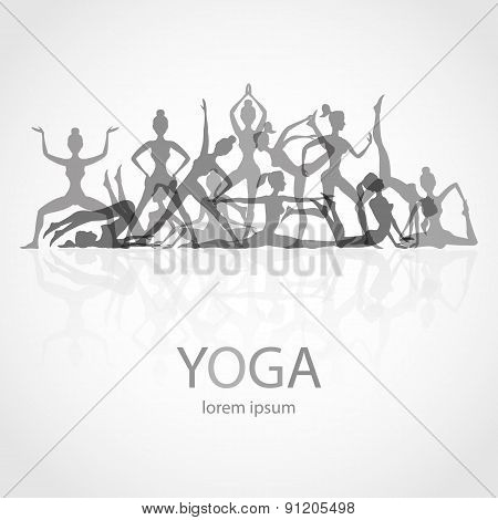 Yoga Poses Silhouettes  Vector, Body, Pose, Female,