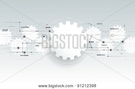 Vector Abstract Futuristic Gear Wheel Engineering On Circuit Board