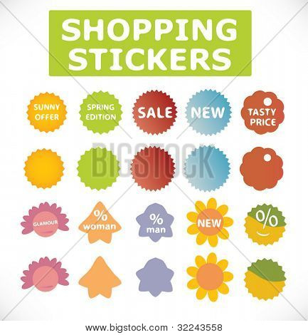 winkelen zomer & voorjaar stickers - vector set