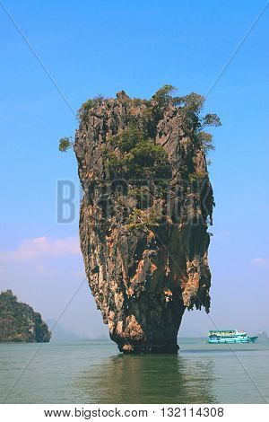 James Bond Island in Thailand. James Bond Island Phang Nga Thailand. Tropical island of James Bond. View of Khao Tapu Island. Called James Bond Island too.