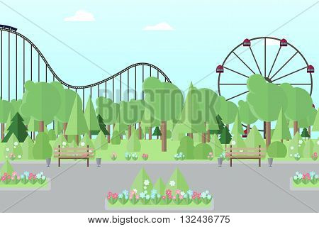 City park amusement park park for recreation flat park park vector park