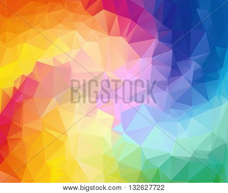 Colorful swirl rainbow polygon background. Colorful abstract vector. Abstract rainbow color Triangle Geometrical Background, Rainbow polygon swirl design. Rainbow Colorful swirl rainbow polygon