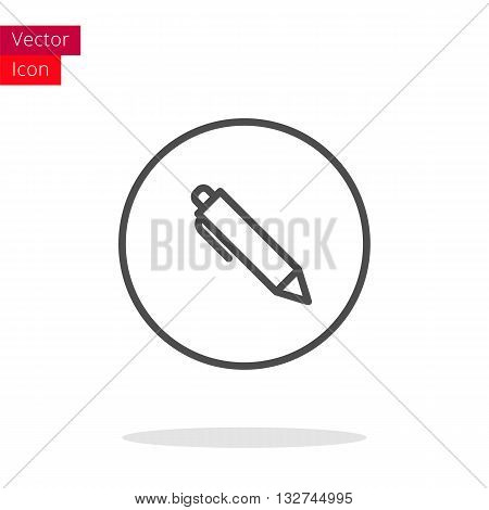 Pen Thin Line Icon. Pen Icon in circle. Vector Pen Icon. Round Pen Icon. Pen Icon On white background. Pen Icon Illustration.