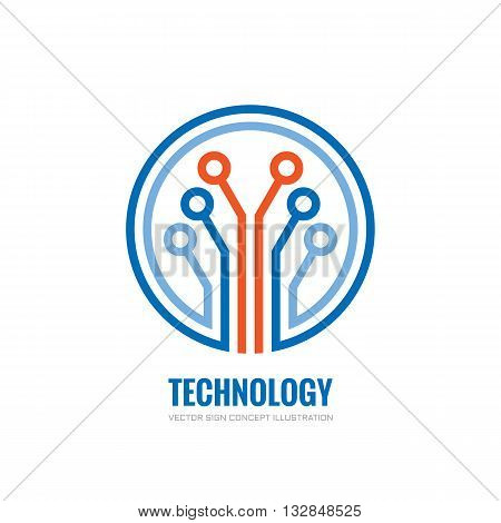 Technology - vector logo concept illustration for corporate identity. Abstract chip logo sign. Network logo sign. Internet logo sign. Web logo sign. Tech logo. Vector logo template. Design element.