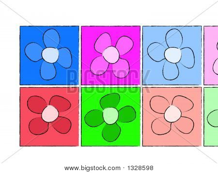 Kleurrijke bloemen achtergrond, schaalbare, bewerkbare kleuren - vectorillustratie