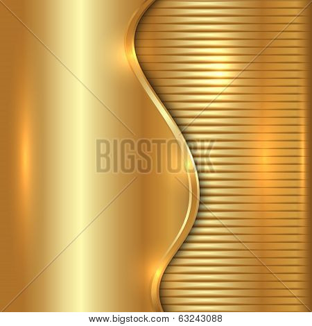 Vector abstract gold background with curve and stripes