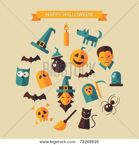 Illustration of flat design Halloween composition